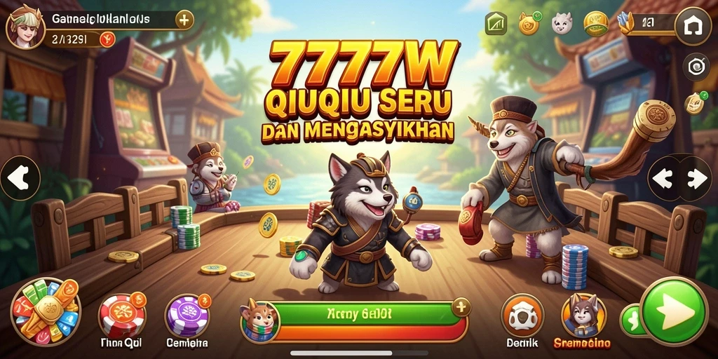 Screenshot gameplay menampilkan keseruan QiuQiu di 7777W.