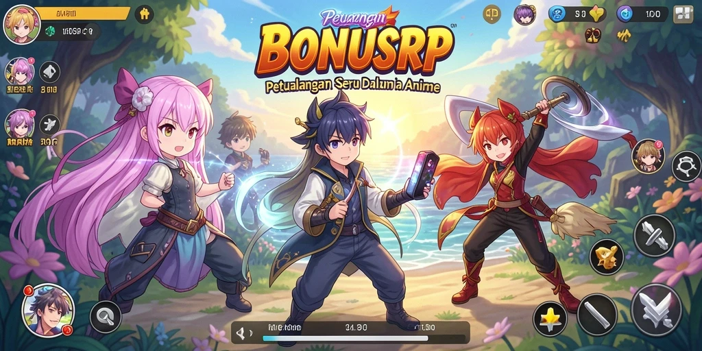 Tampilan gameplay <strong>BONUSRP</strong> yang mengesankan dan penuh aksi anime.