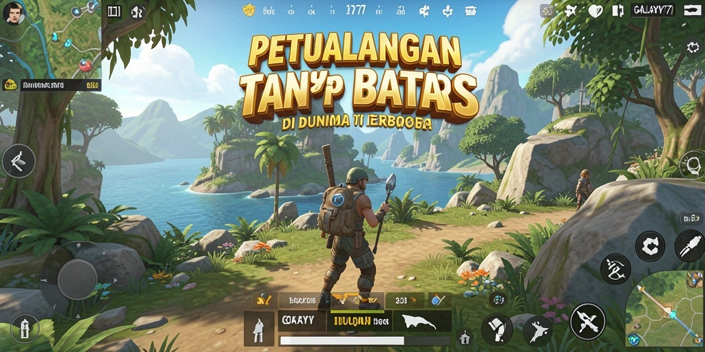 Screenshot menampilkan petualangan epik di dunia terbuka GALAXY77.