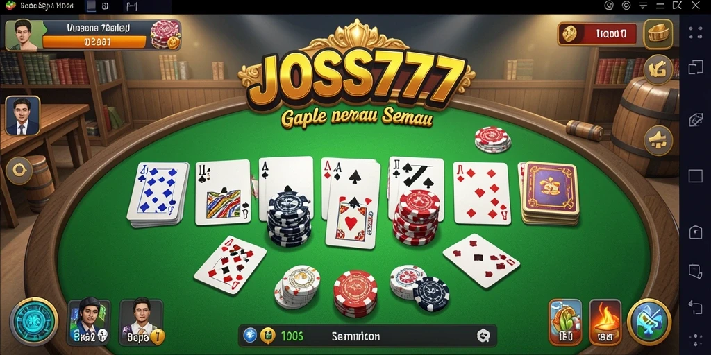 Tampilan gameplay JOSS777 yang seru dan interaktif dalam permainan Gaple.
