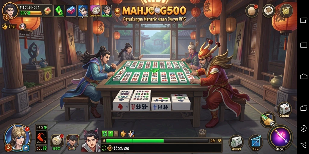 Tampilan menakjubkan dari gameplay RPG di MAHJONG500.