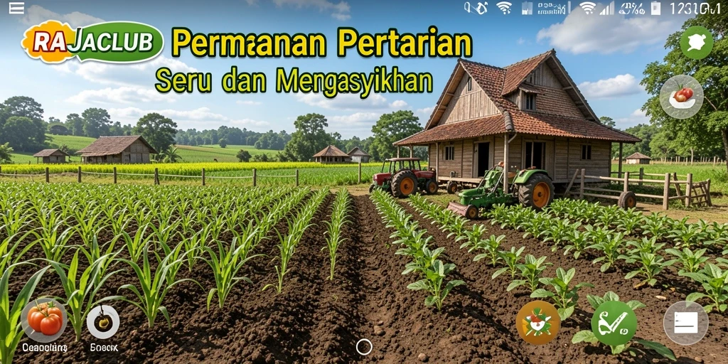 Menampilkan gameplay seru dalam RAJACLUB dengan pertanian yang menawan.
