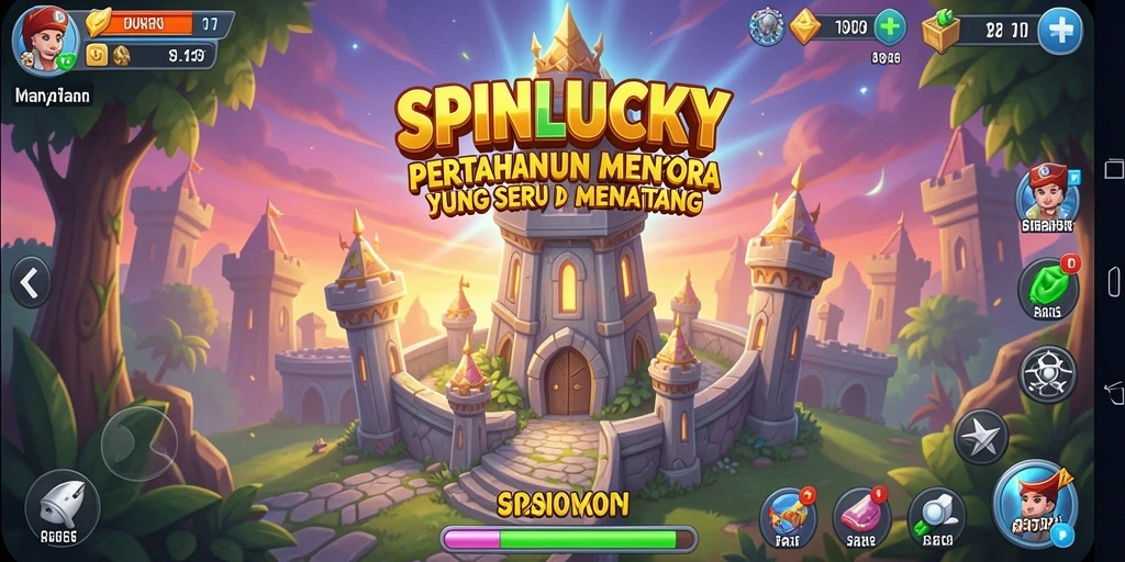 Gameplay seru SPINLUCKY yang menantang dalam pertahanan menara.