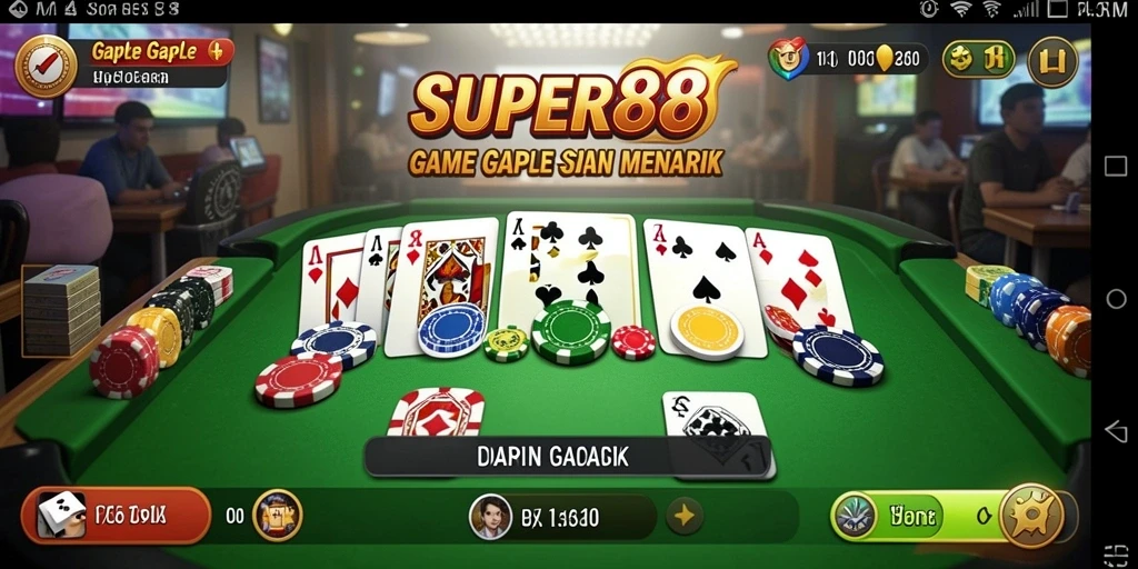 Tampilan gameplay Gaple di SUPER88 yang seru dan menantang.