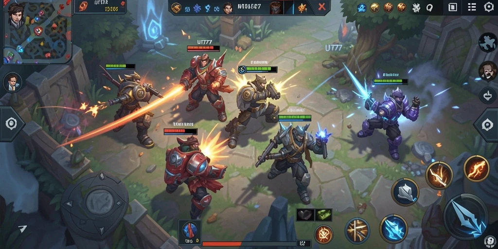 Tampilan permainan UT77 yang seru dan kompetitif dalam aksi MOBA.