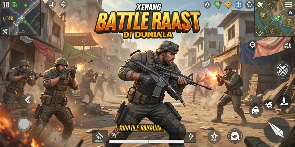 Gameplay seru dalam X168 Battle Royale.
